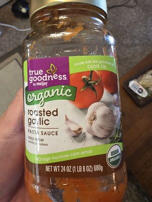 Meijer, true goodness, organic pasta sauce, roasted garlic, roasted garlic