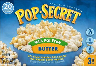 microwavable popcorn - 94% fat free, butter natural flavor
