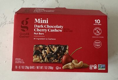 Mini Dark Chocolaty Cherry Cashew Nut Bars