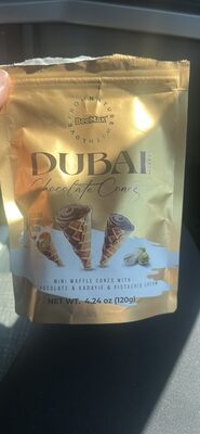 Mini Waffle Cones with Milk Chocolate & Kadayif & Pistachio Cream