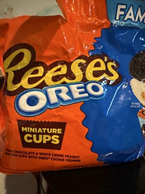 Miniature Cups Milk Chocolate & White Creme Peanut Butter Cups with Oreo Cookie Crumbs