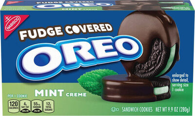 Mint creme fudge covered sandwich cookies