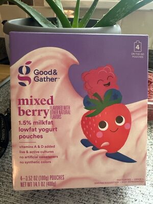 Mixed Berry 1.5% Milkfat Lowfat Yogurt Pouches