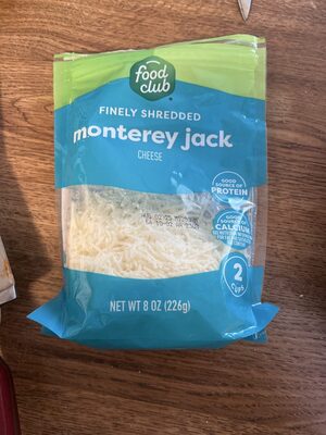 Monterey jack finely shredded cheese, monterey jack
