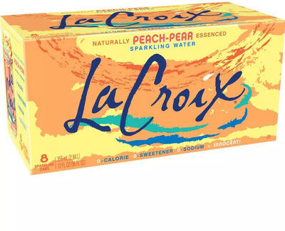 Natural peach-pear flavored sparkling water, peach-pear