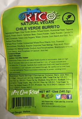 Natural Vegan Chile Verde Burrito