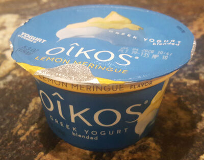 Oikos Greek Yogurt Blended - Lemon Meringue Flavor - Made with Whole Milk, Cane Sweetened