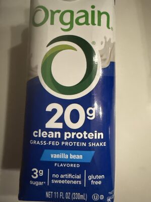 Orgain Grass Fed Protein; Vanilla Bean