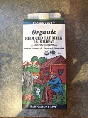 Organic 2% Milkfat Reduced Fat Milk