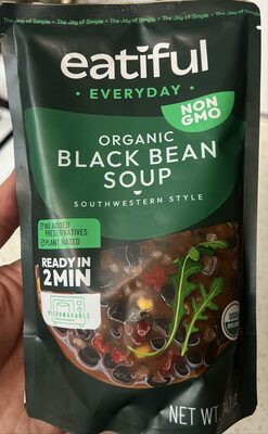 Organic Black Bean Soup with Sweet Corn and Peppers