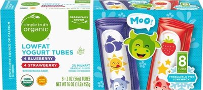 Organic blueberry strawberry lowfat yogurt tubes