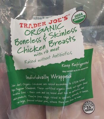 Organic Boneless and Skinless Chicken Breasts with Rib Meat Individually Wrapped