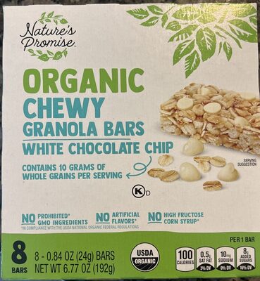 Organic Chewy Granola Bars White Chocolate Chip
