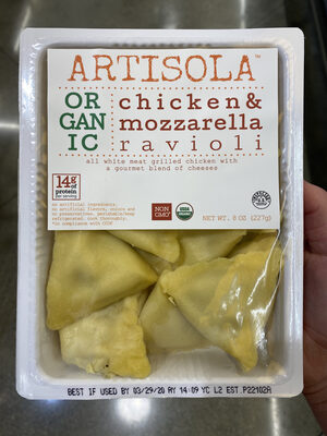 Organic chicken & mozzarella ravioli