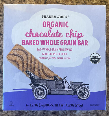 Organic chocolate chip BAKED WHOLE GRAIN BAR