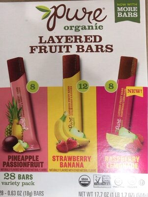 Organic Fruit Layered Bars Variety Pack (Pineapple Passionfruit, Raspberry Lemonade, Strawberry Banana)