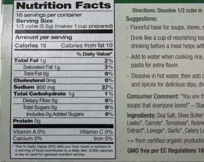 Organic gourmet vegetable bouillon