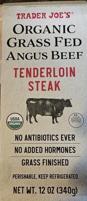 Organic Grass Fed Angus Beef Tenderloin Steak