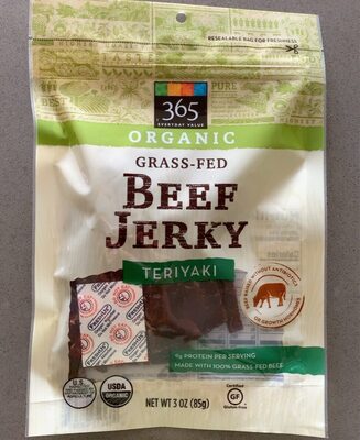 Organic grass-fed beef jerky teriyaki