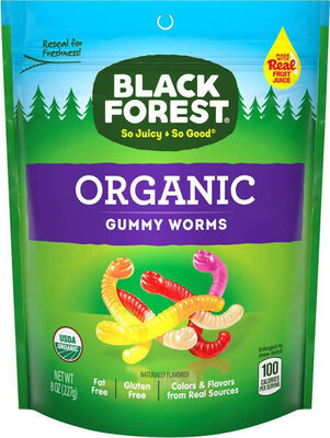 Organic gummy worms resealable stand up bag