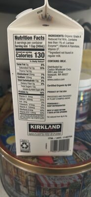 Organic Lactose-Free Reduced Fat Milk