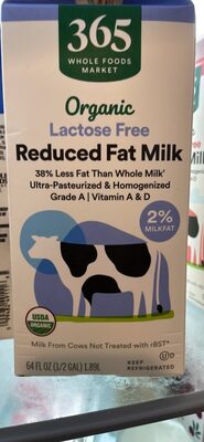 Organic Lactose Free Reduced Fat Milk