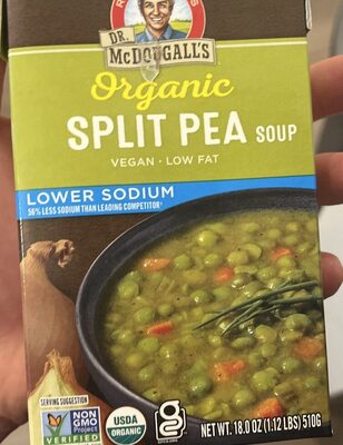 Organic split pea lower sodium soup