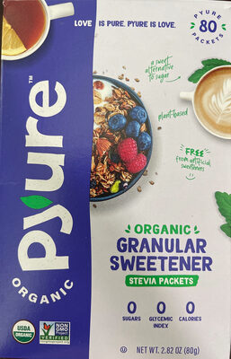 Organic stevia granular sweetener packets