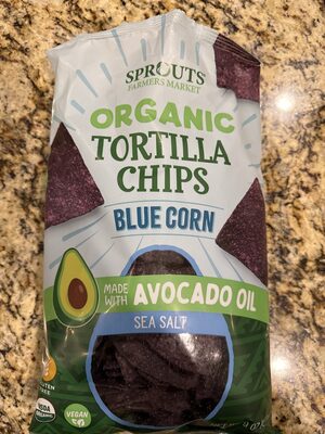 Organic tortilla chips, blue corn