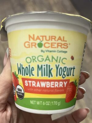 Organic whole milk, strawberry yogurt