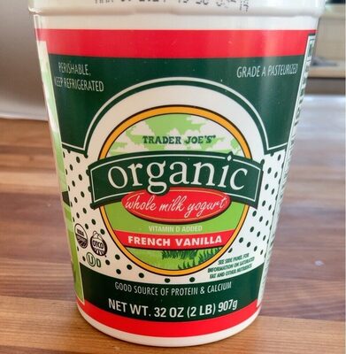 Organic whole milk yogurt french vanilla