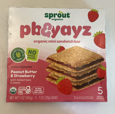 pb&yayz Organic Mini Sandwich Bar Peanut Butter & Strawberry