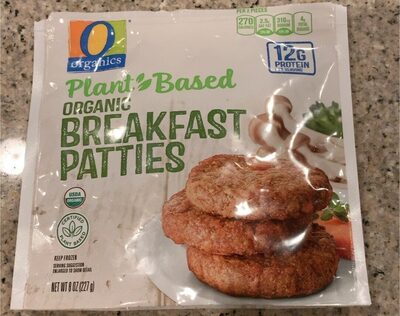 Plant based organic breakfast patties