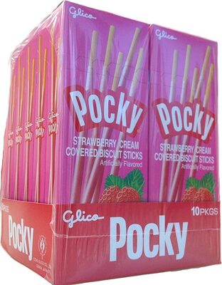 Pocky biscuit sticks with strawberry cream