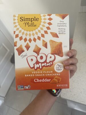 Pop Mmms Veggie Flour Baked Snack Crackers, Cheddar