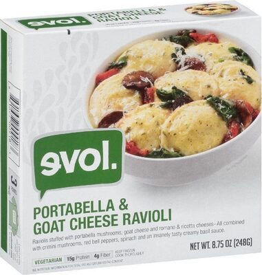 Portabella & goat cheese ravioli bowl