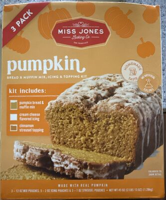 Pumpkin bread and muffin mix with icing