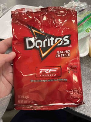 Reduced fat nacho cheese flavored tortilla chips