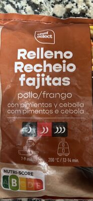 Relleno fajitas pollo/frango con pimientos y cebolla