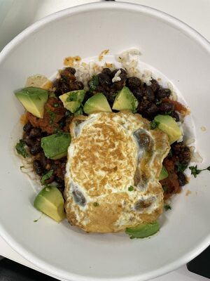Salsa, Black Bean, Fried Egg Bowl
