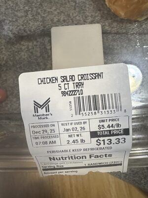Sam's Club Chicken Salad Croissant