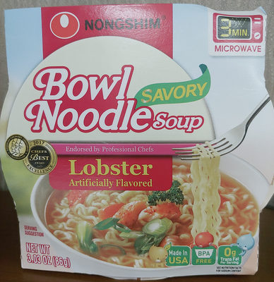 Savory bowl noodle soup, lobster