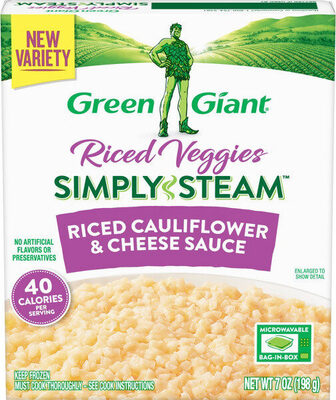 Simply steam riced cauliflower & cheese sauce veggies