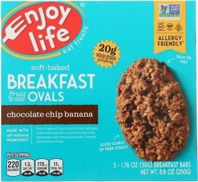 Soft Baked, Fruit & Oat Breakfast Ovals: Chocolate Chip Banana