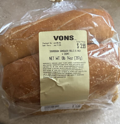 Sourdough Sandwich Rolls 6 inch