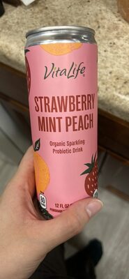 Strawberry Mint Peach Organic Sparkling Probiotic Drink