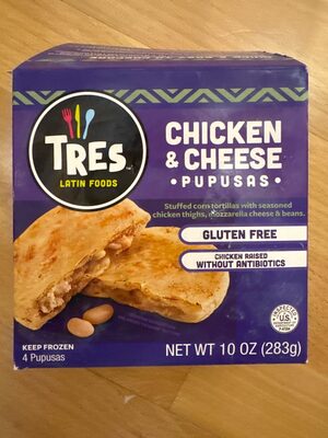 Stuffed corn tortillas with seasoned chicken, mozzarella cheese & beans pupusas