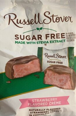 Sugar free strawberry flavored cream in chocolate candy