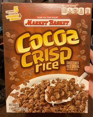 Sweetened cocoa crisp rice cereal