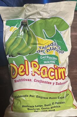 Tajaditas de plátano salsa verde